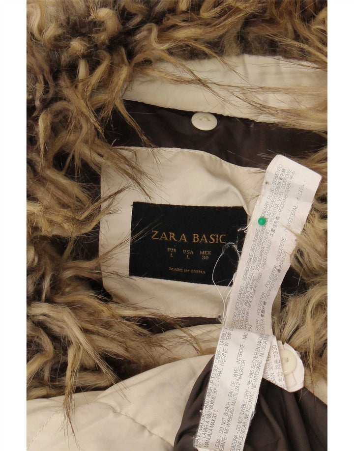 Zara ženski podstavljeni kaput UK 14 veliki prljavo bijeli poliester