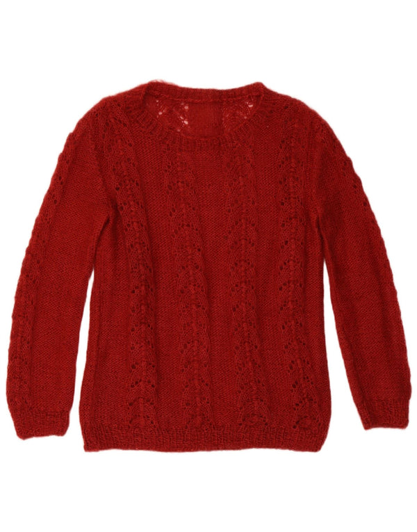 Vintage ženski džemper s okruglim izrezom s apstraktnim uzorkom UK 12 Burgu srednje veličine