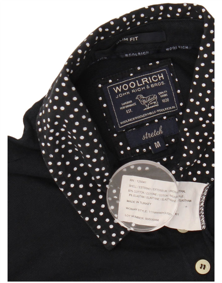 WOOLRICH Ženska uska polo majica UK 12 Srednje tamnoplavi pamuk na točke