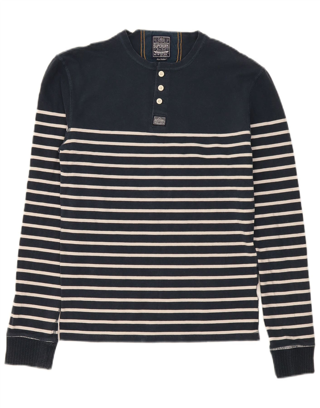 Superdry muška obična majica s dugim rukavima srednje tamnoplave pruge