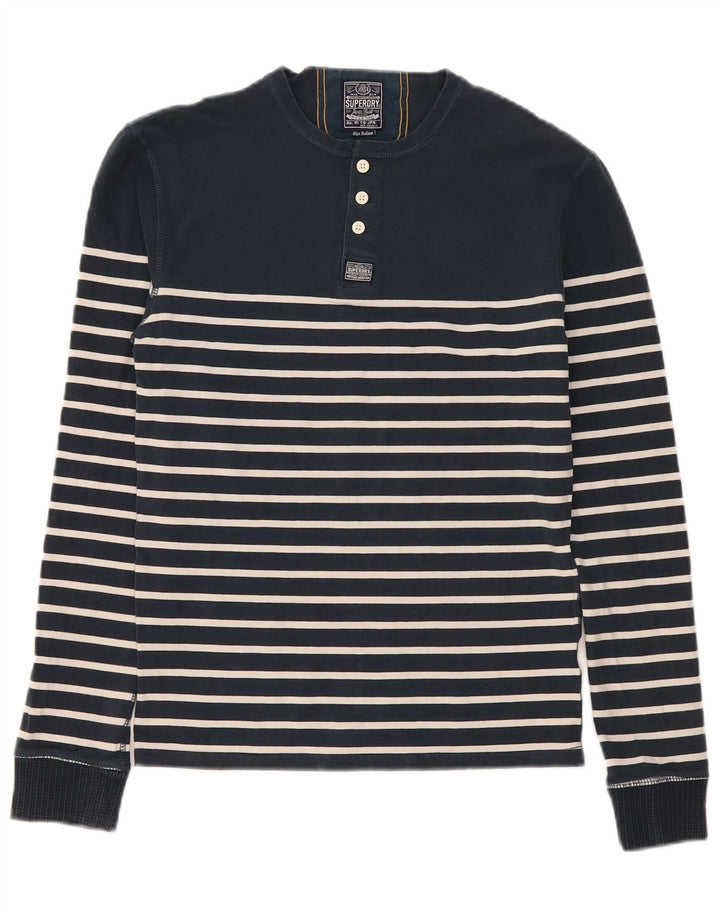 Superdry muška obična majica s dugim rukavima srednje tamnoplave pruge