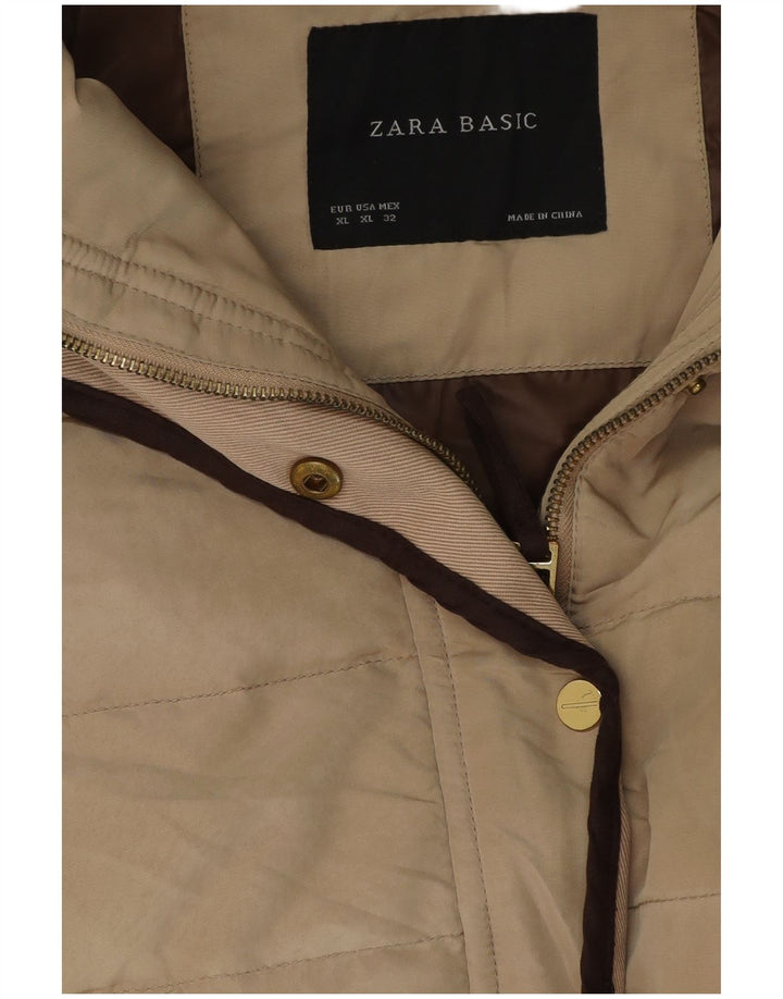 Zara ženska podstavljena jakna UK 18 XL bež poliester