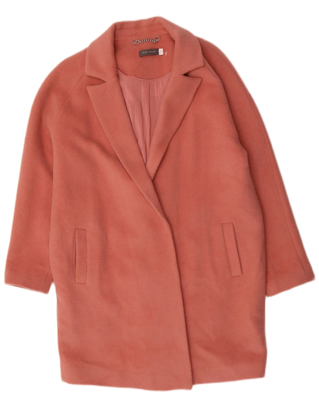 MINT VELVET Ženski preveliki otvoreni kaput UK 14 Velika ružičasta vuna