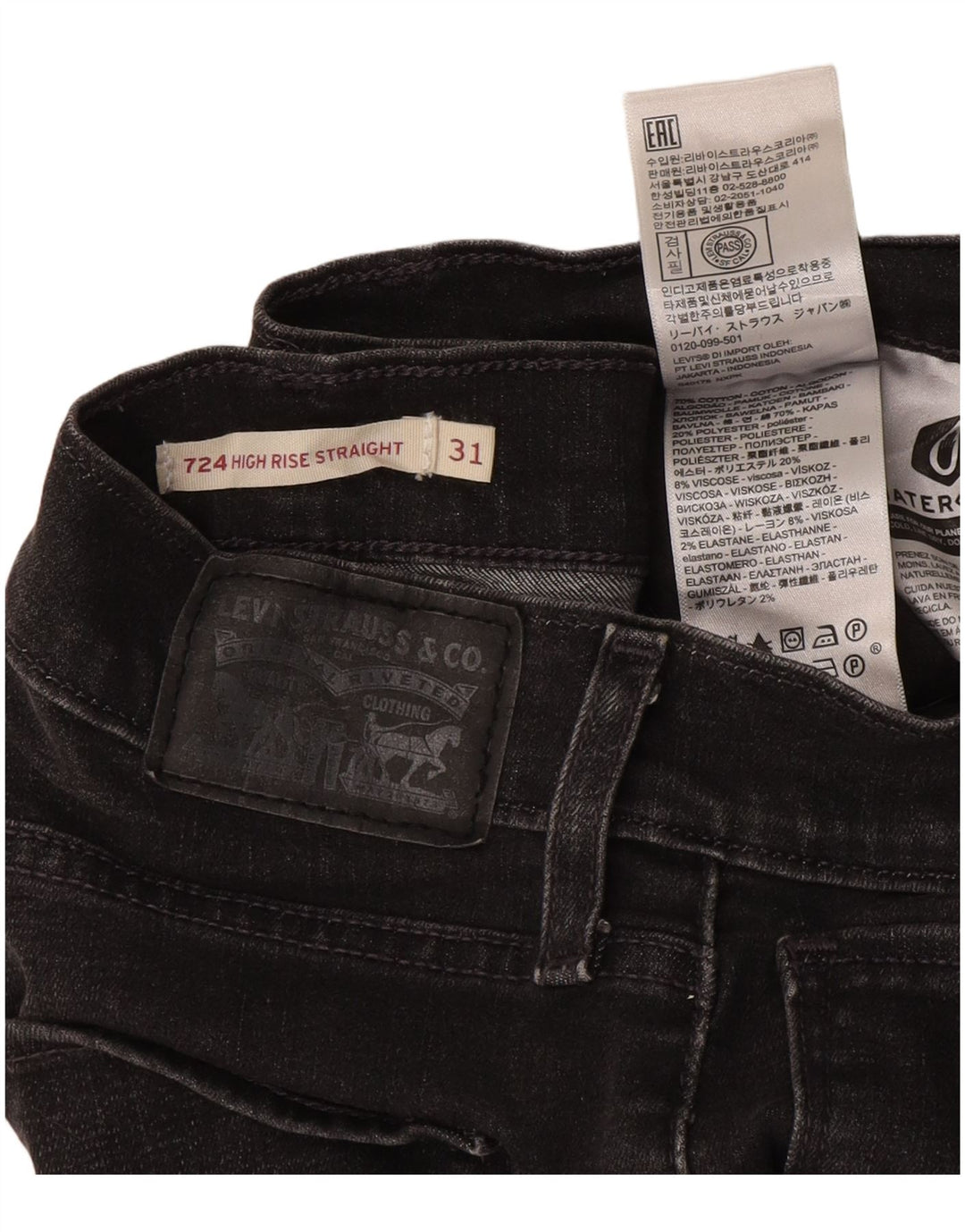 LEVI'S ženske 724 ravne traperice visokog struka W31 L26 sivi pamuk