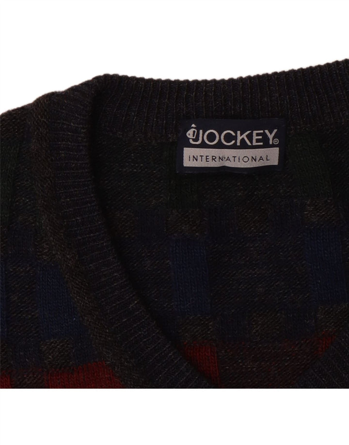 Jockey muški džemper s V-izrezom 2XL sivi karirani