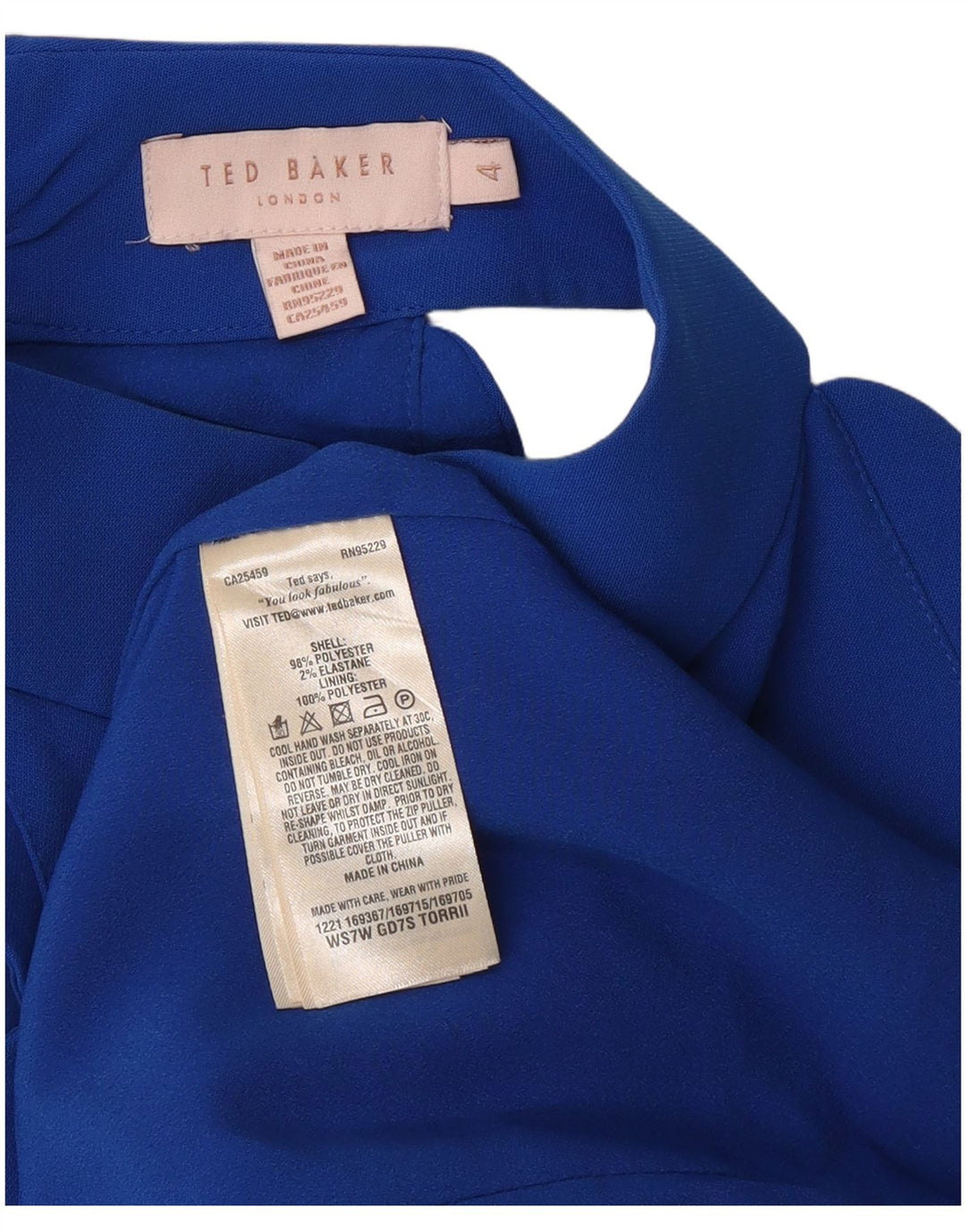 Ted Baker, obična ženska haljina s halterima, veličina 4, veliki plavi poliester