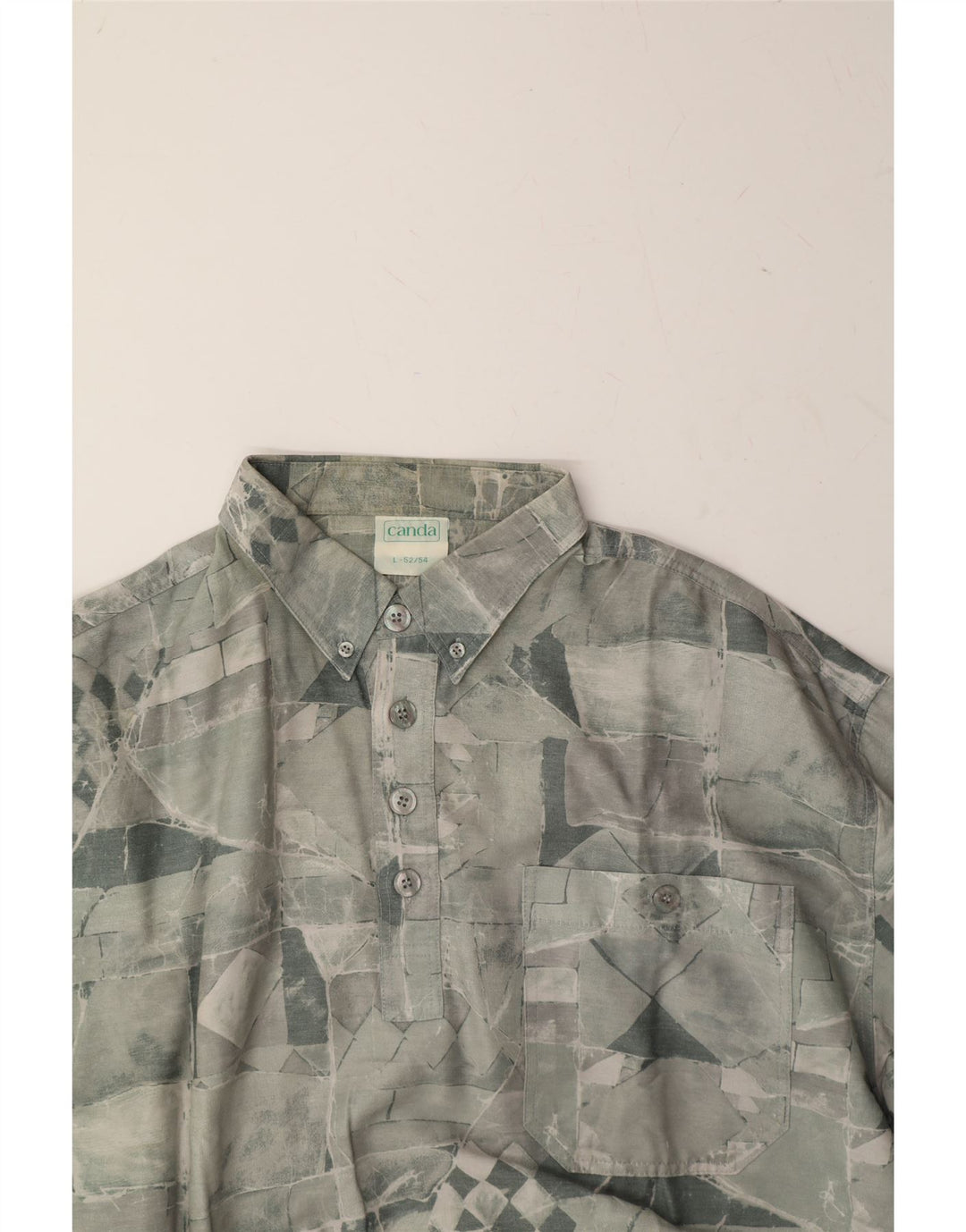 CANDA Mens Short Sleeve Pullover Shirt IT  52/54 Large Green Geometric Vintage Canda and Second-Hand Canda from Messina Hembry 