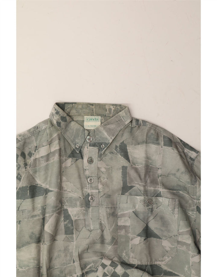 CANDA Mens Short Sleeve Pullover Shirt IT  52/54 Large Green Geometric Vintage Canda and Second-Hand Canda from Messina Hembry 