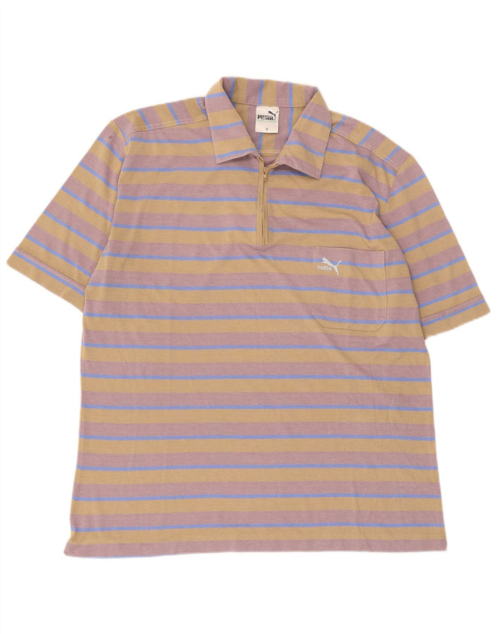 PUMA Mens Polo Shirt Large Multicoloured Striped Polyester