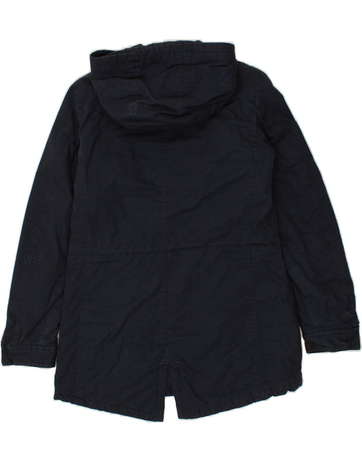 BENETTON Womens Hooded Parka Jacket UK 12 Medium Navy Blue Cotton Vintage Benetton and Second-Hand Benetton from Messina Hembry 