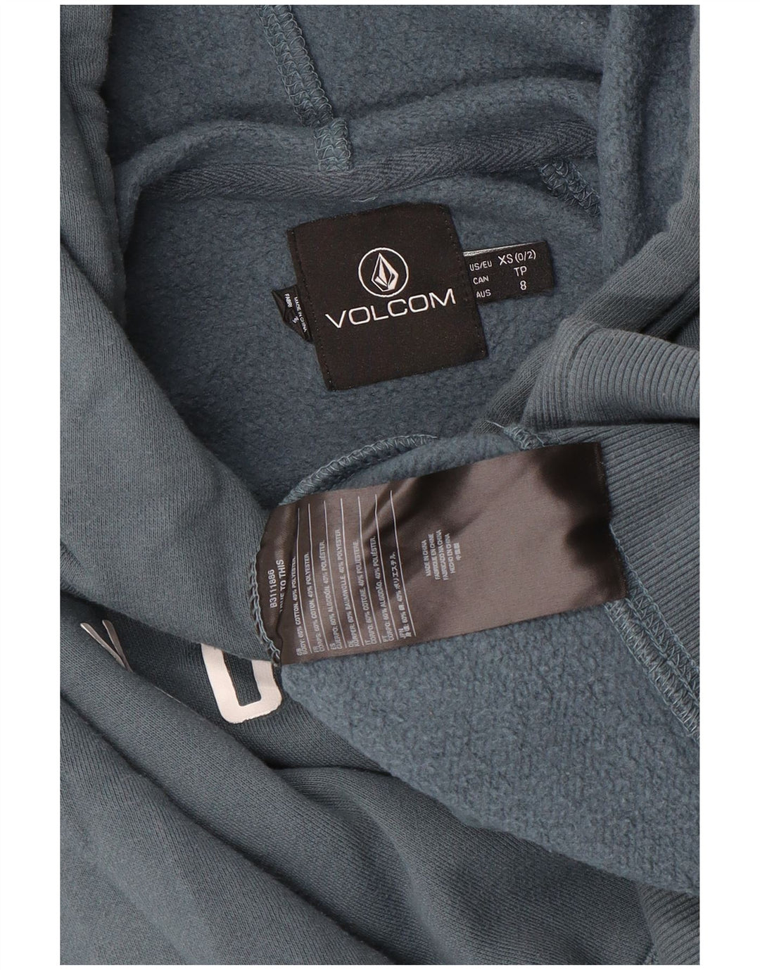 VOLCOM Boys Graphic Hoodie Džemper 7-8 godina XS sivi pamuk