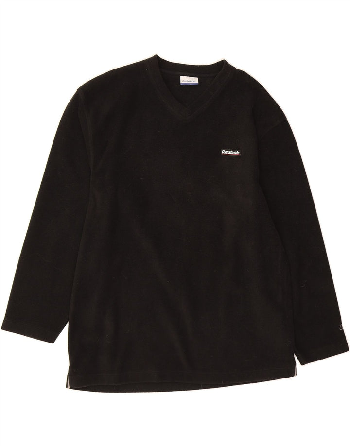 REEBOK Mens Fleece Jumper Medium Black Polyester Vintage Reebok and Second-Hand Reebok from Messina Hembry 