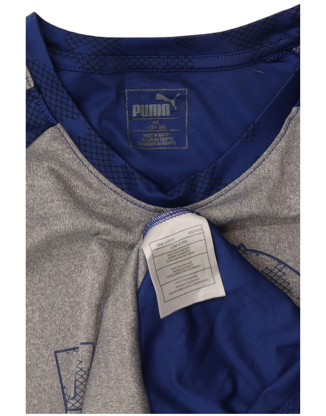 PUMA Boys Graphic T-Shirt Top 14-15 Years Large Grey Colourblock Poliester