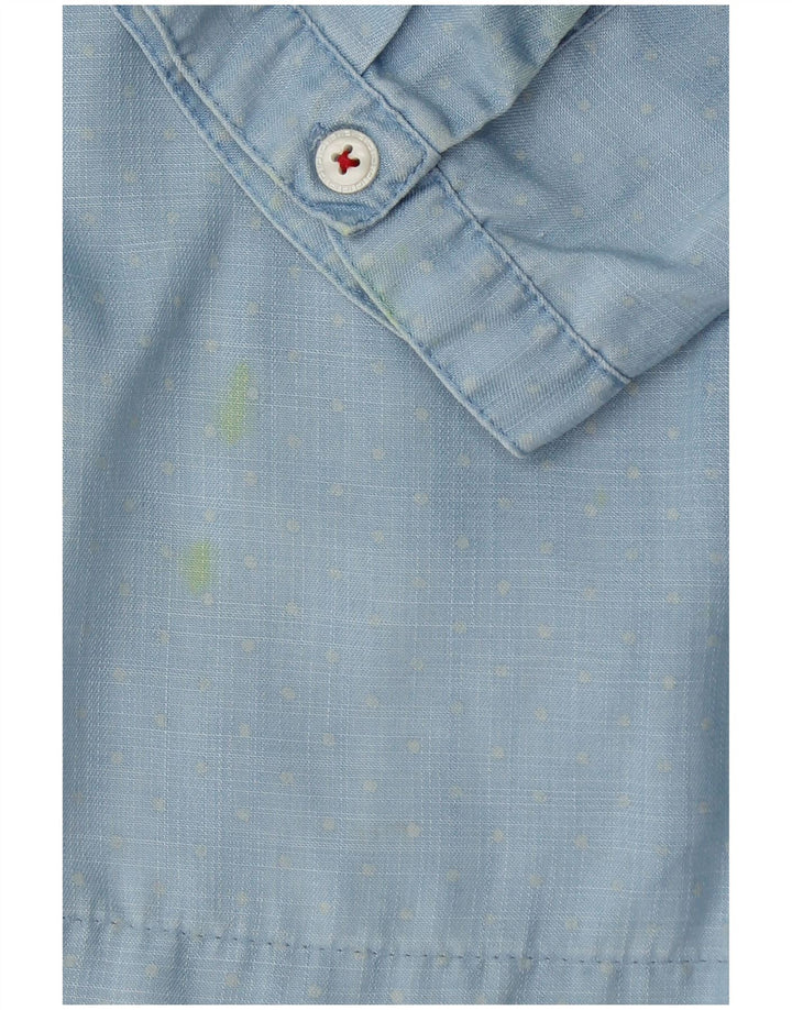 LAURA ASHLEY Womens Pullover Shirt UK 12 Medium Blue Spotted Cotton