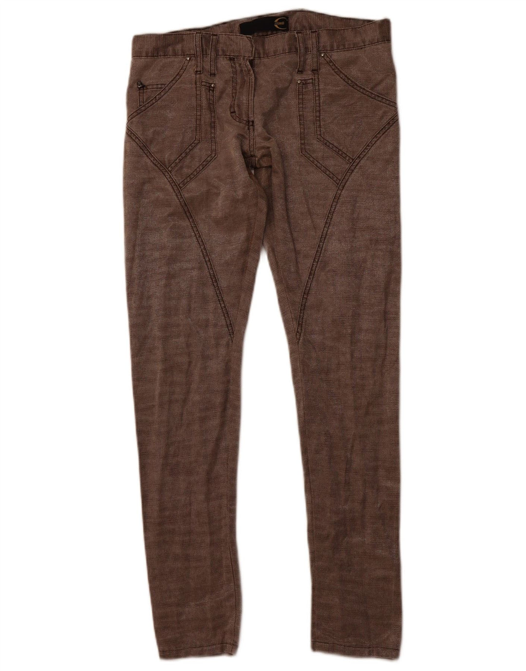 JUST CAVALLI ženske uske ležerne hlače IT 40 male W30 L30 smeđi pamuk