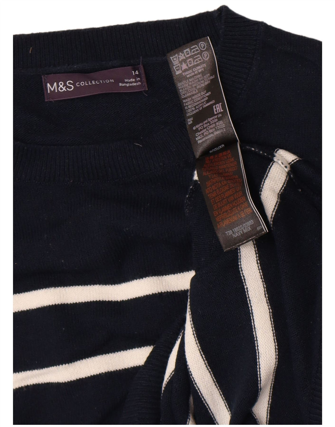 Marks & Spencer ženski džemper s okruglim izrezom UK 14 Srednje tamnoplava