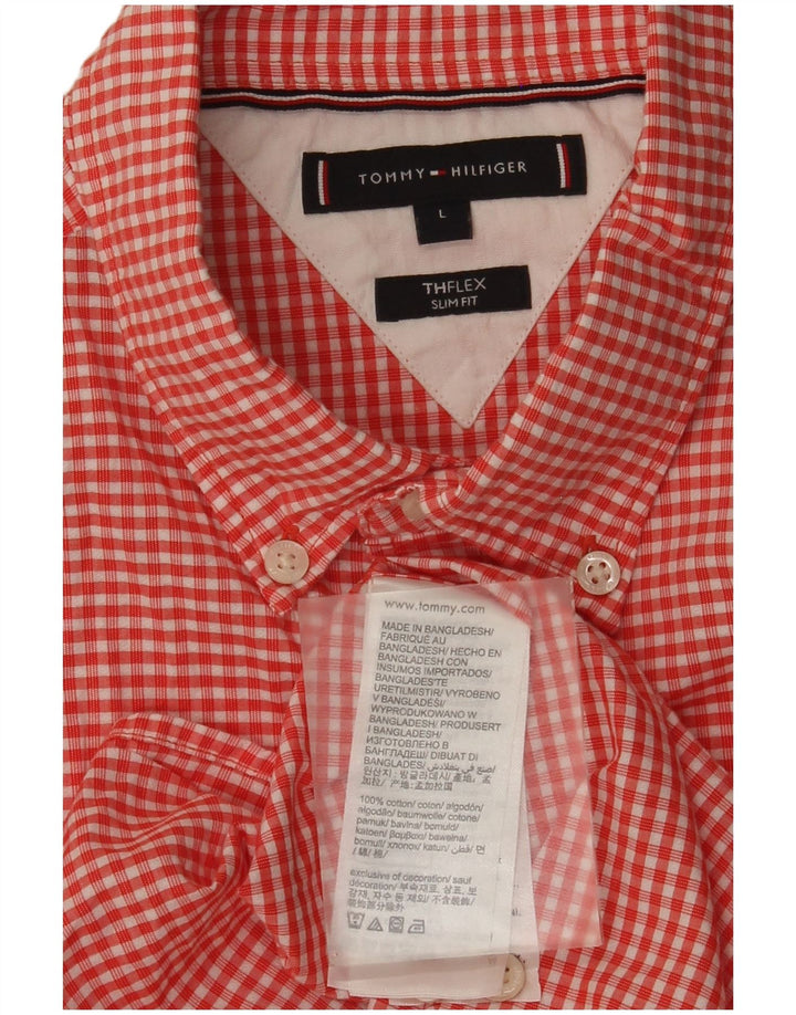 Tommy Hilfiger muška uska košulja velika crvena pamuk od ginghama