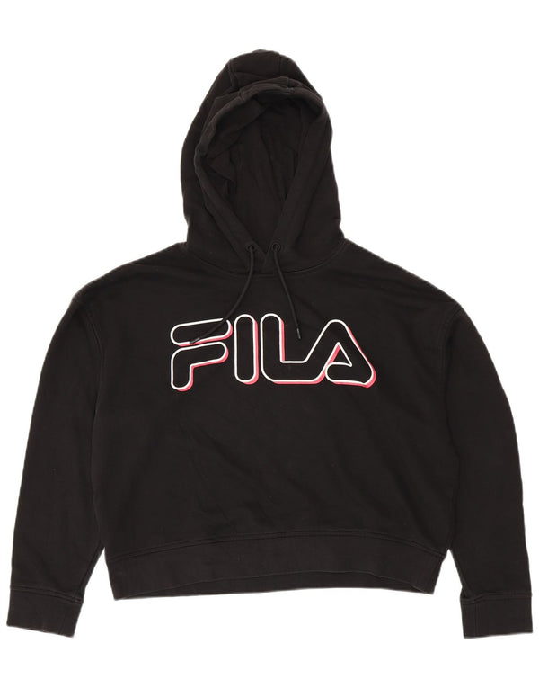 FILA Ženska prevelika majica s kapuljačom s kapuljačom UK 10 Mali crni pamuk