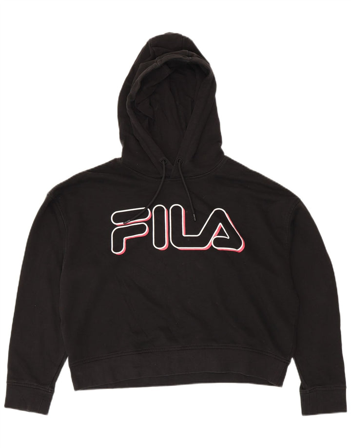 FILA Ženska prevelika majica s kapuljačom s kapuljačom UK 10 Mali crni pamuk