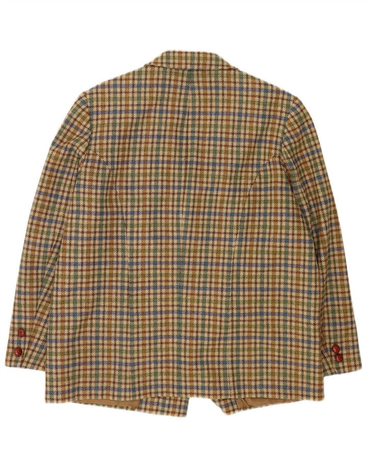 Vintage ženski sako s 3 gumba UK 20 2XL bež houndstooth