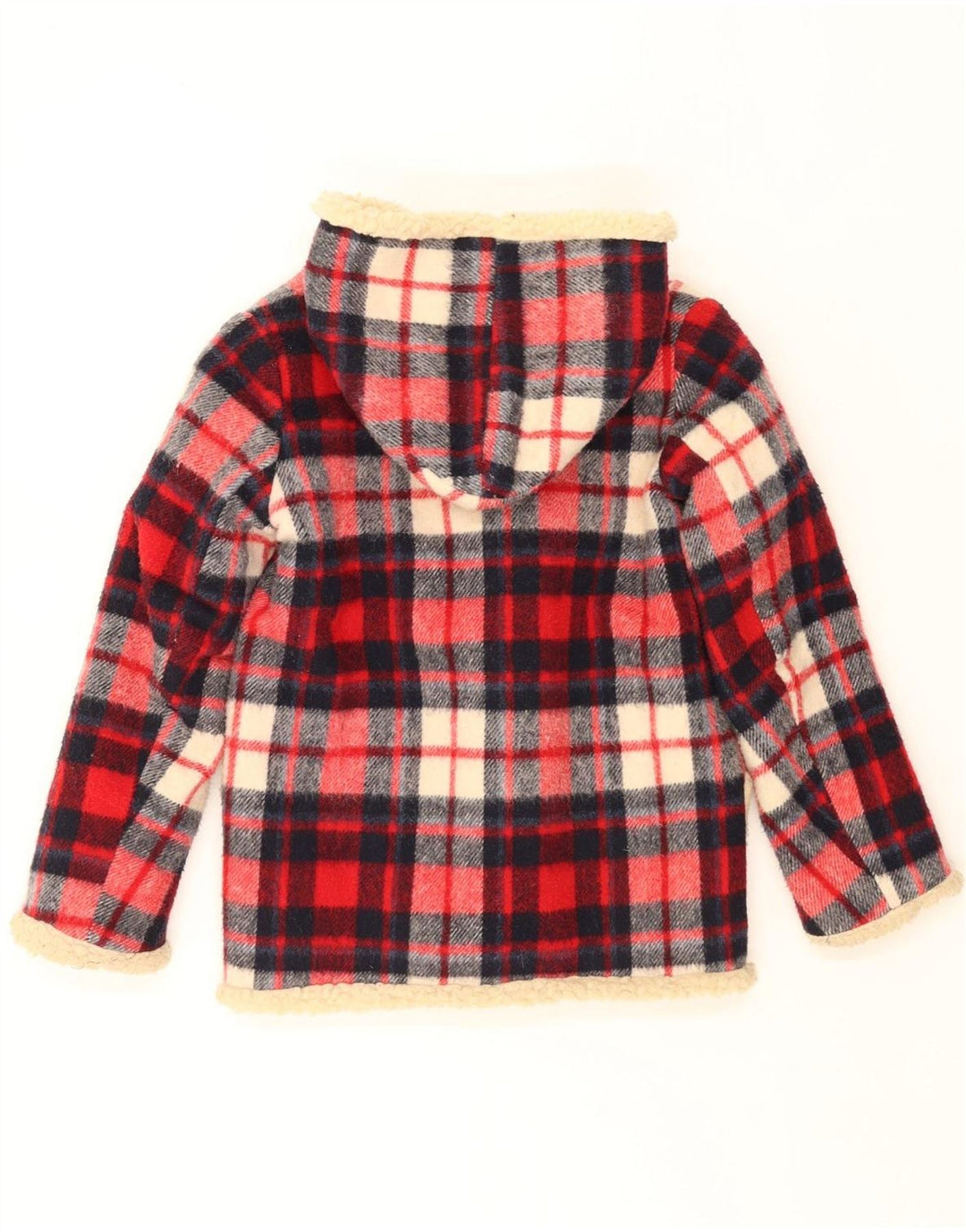 SIMONE Sherpa duffle jakna s kapuljačom za djevojčice 9-10 godina, crvena karirana