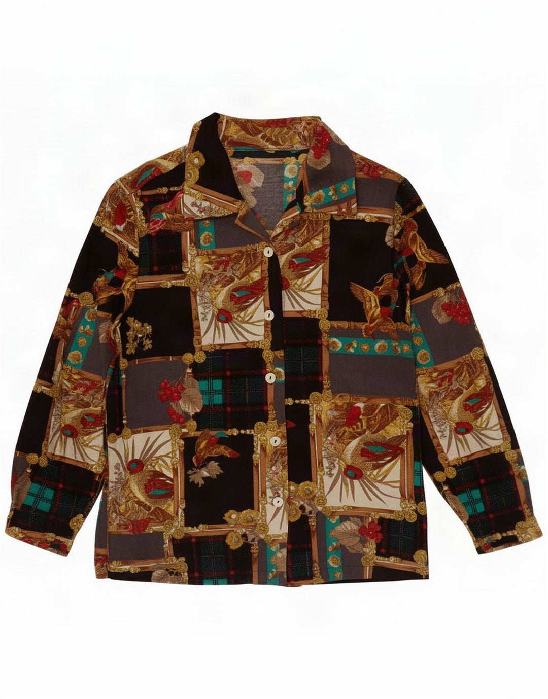 Vintage ženska košulja s apstraktnim uzorkom UK 16 Large Black