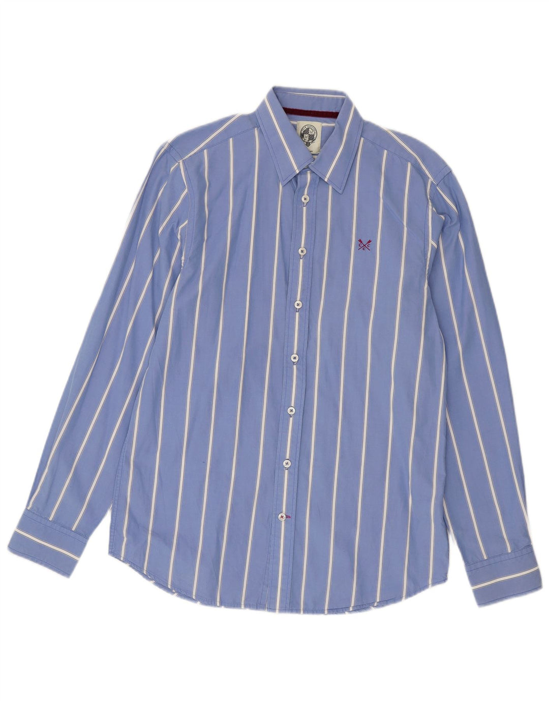 Crew Clothing Muška krojena košulja od srednje plavog pamuka na pruge