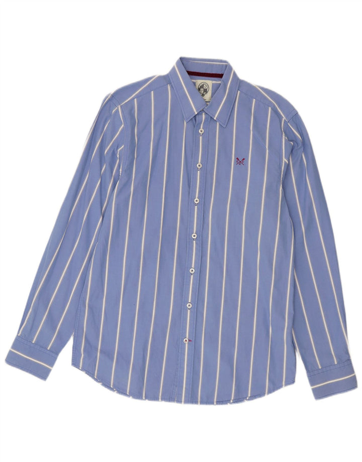 Crew Clothing Muška krojena košulja od srednje plavog pamuka na pruge