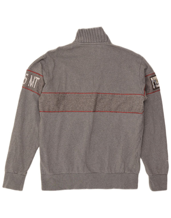 Diadora Mens Graphic Zip Neck Sweatshirt Jumper XL Grey Flecked Cotton