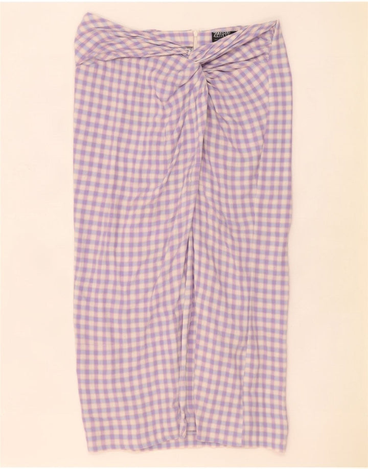 Zara ženska maksi suknja velika W32 ljubičasta gingham