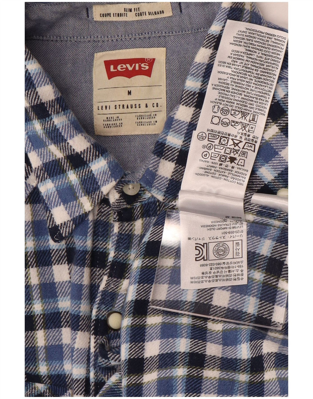 Levi's muška uska flanelska košulja srednje plave boje, pamuk