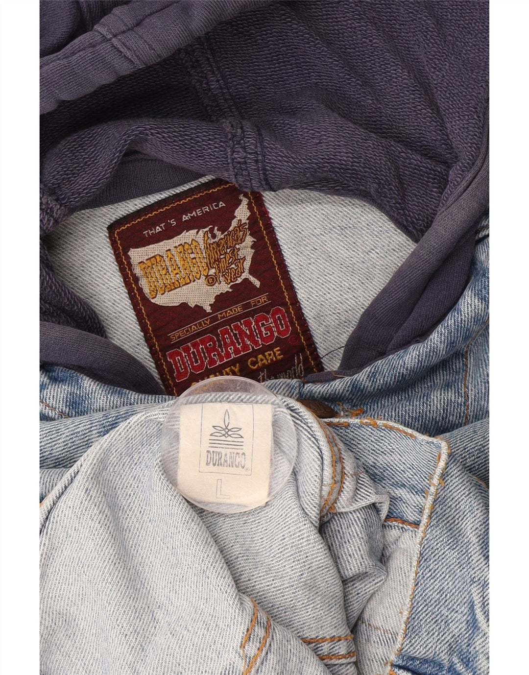 DURANGO muška traper jakna s kapuljačom UK 40 Large Blue Colourblock Cotton