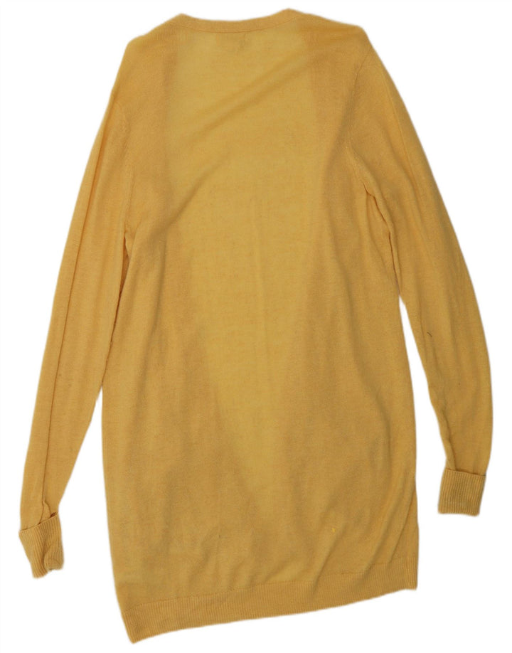 FAT FACE Ženski dugački otvoreni kardigan pulover UK 14 Srednje žuta vuna