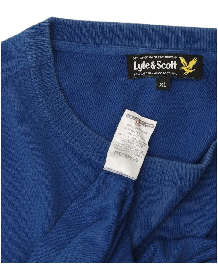 LYLE & SCOTT Muški pulover s okruglim izrezom XL plavi pamuk