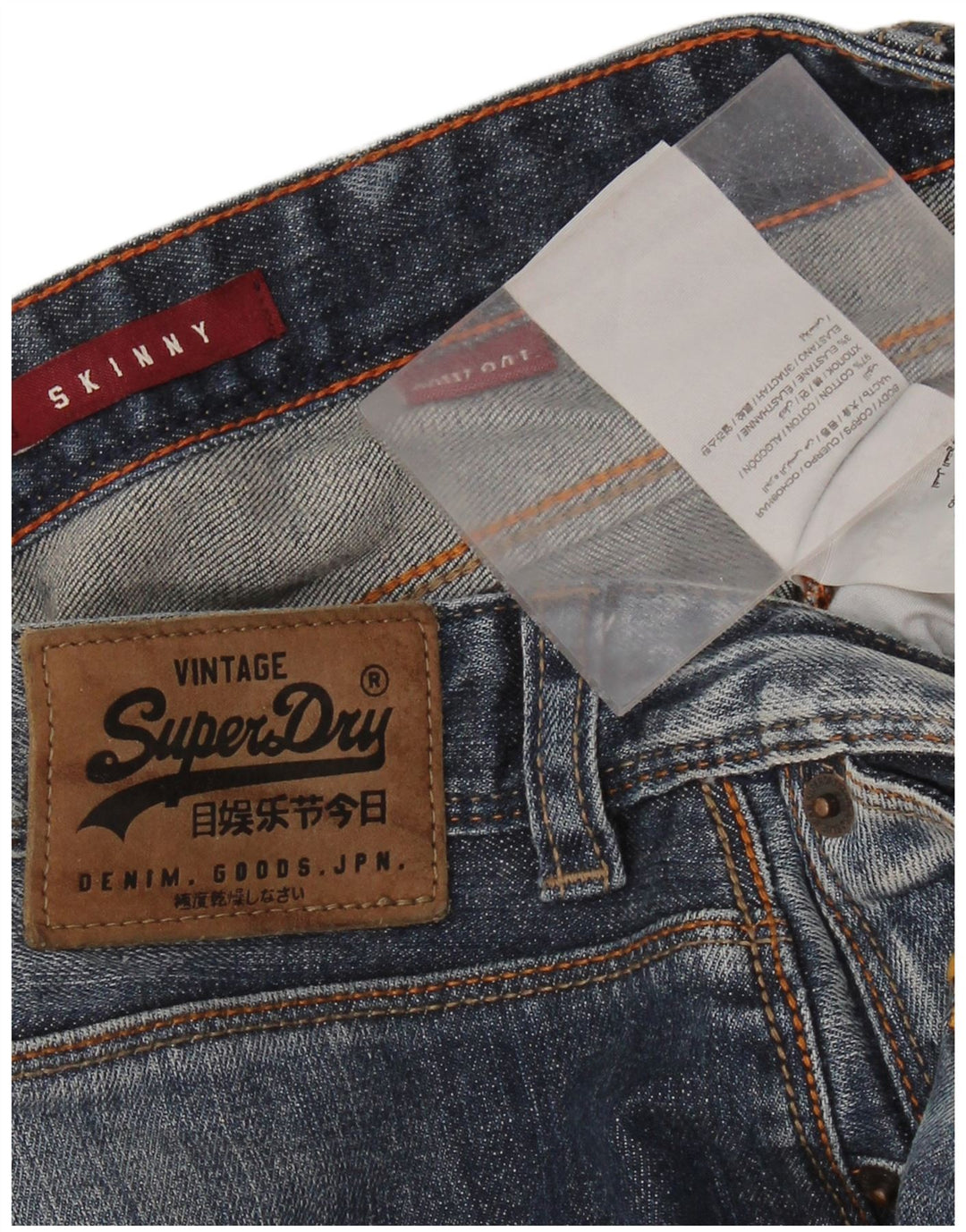 SUPERDRY Muške uske traperice W36 L34 Plavi pamuk