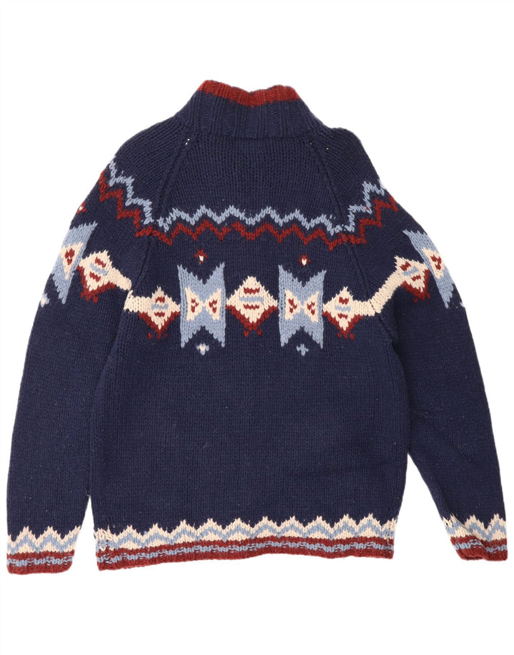 S. Moritz muški kardigan pulover XL Blue Fair Isle vuna