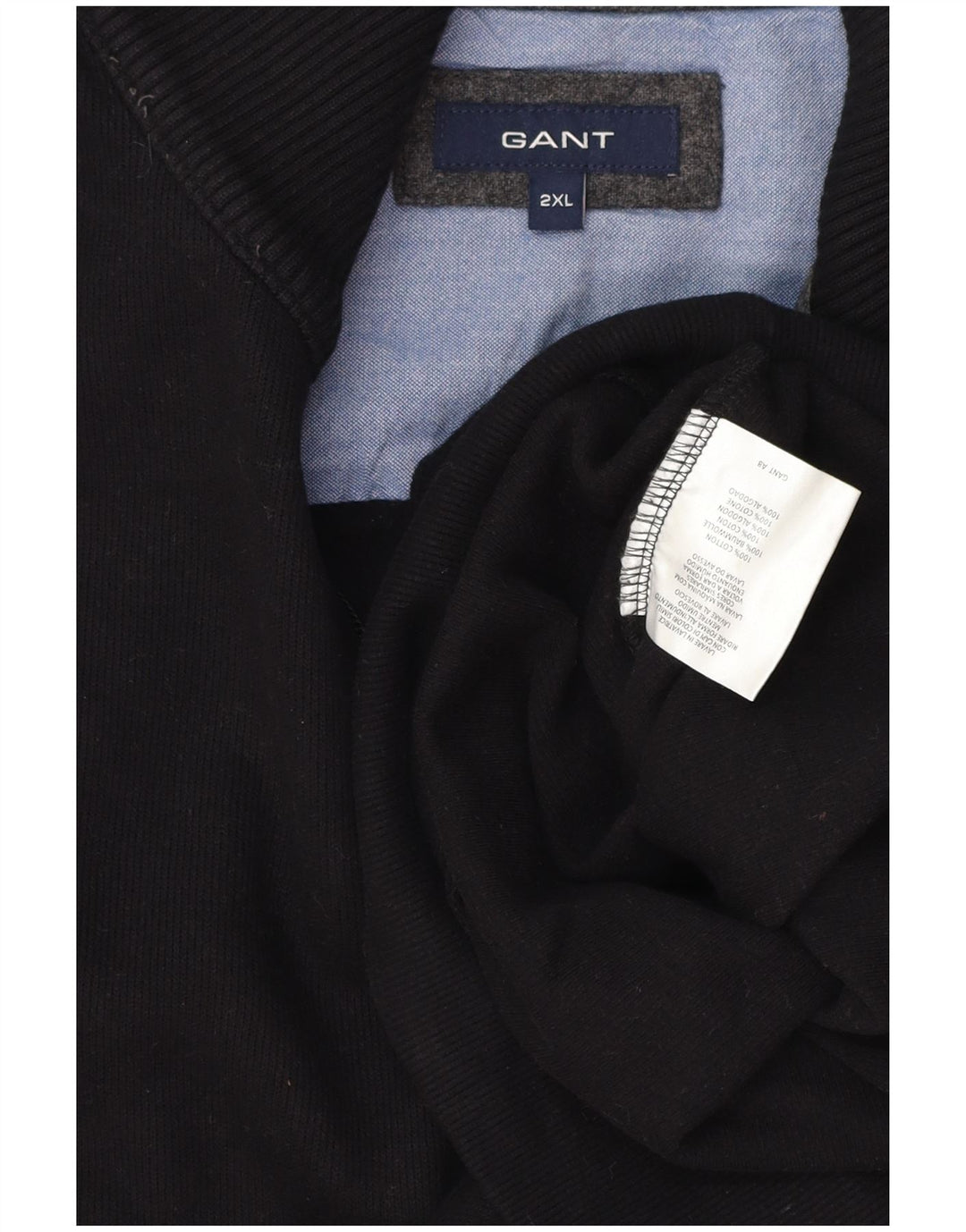 GANT Mens Zip Neck Jumper Sweater 2XL Black Cotton Vintage Gant and Second-Hand Gant from Messina Hembry 