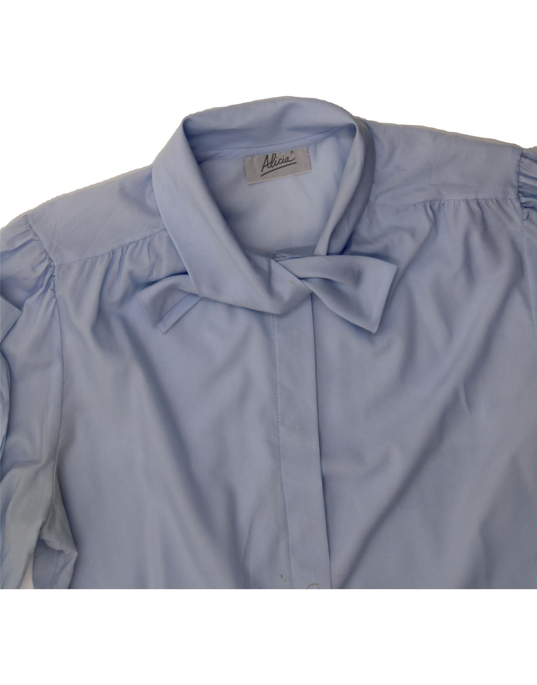 VINTAGE Womens Front Tie Shirt Blouse UK 16 Large Blue Vintage Vintage and Second-Hand Vintage from Messina Hembry 