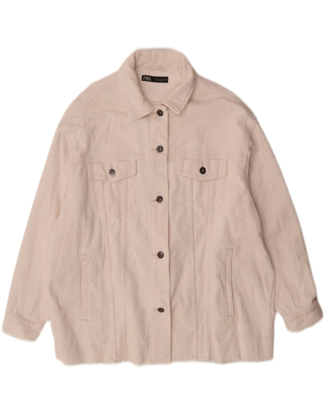 ZARA ženska prevelika jakna od samta UK 16 Large Off White Pamuk