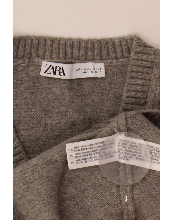 Zara ženski kratki prsluk bez rukava UK 14 veliki sivi poliester