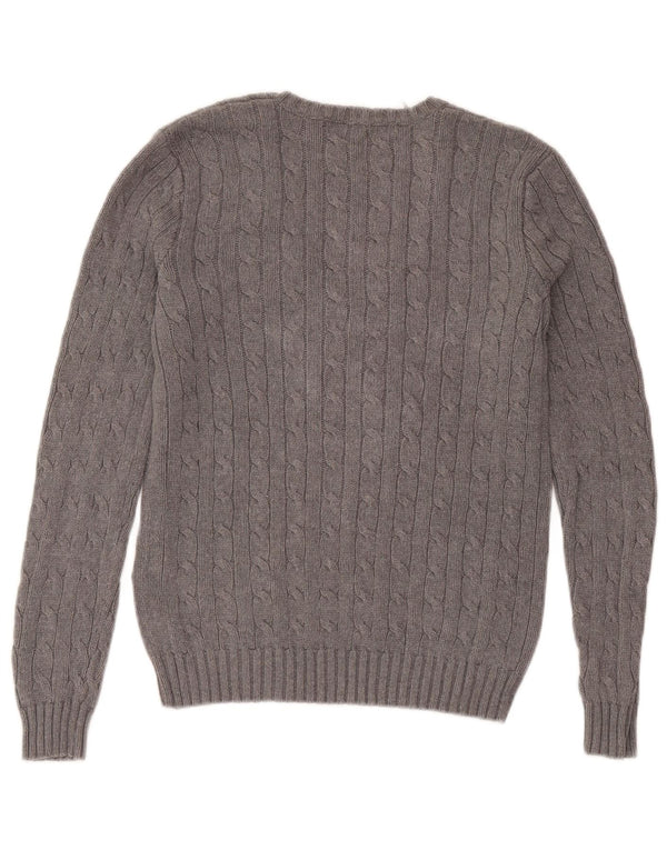 Ralph Lauren Womens V-Neck Jumper Sweater UK 10 Small Grey Cotton
