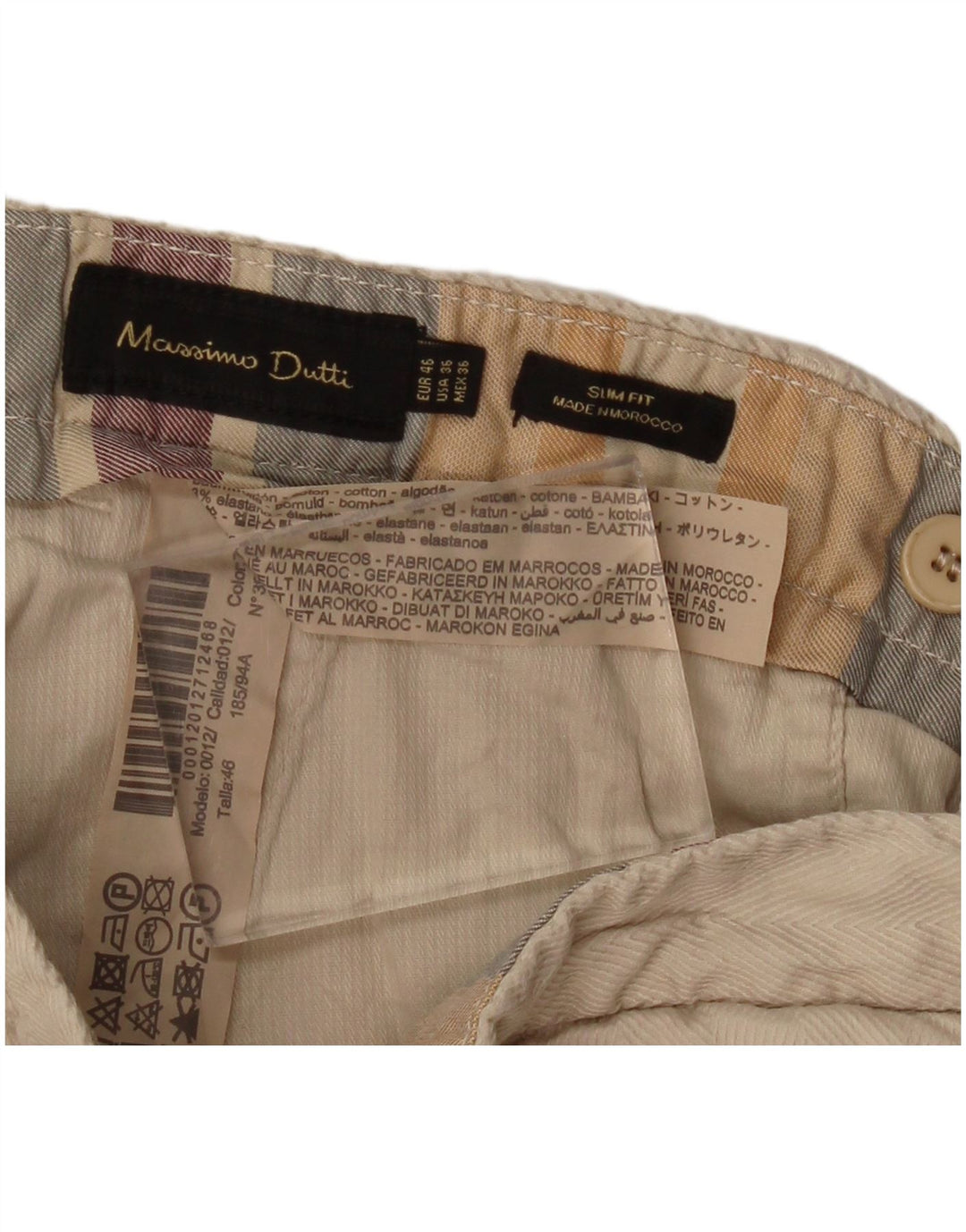 MASSIMO DUTTI Muške uske chino hlače EU 46 XL W36 L33 Bež pamuk
