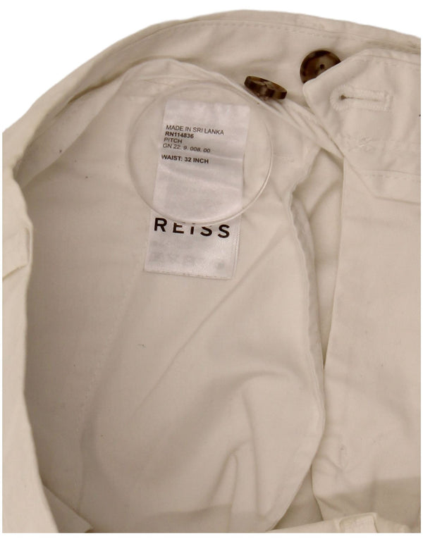Reiss muške ravne chino hlače W32 L30 bijeli pamuk