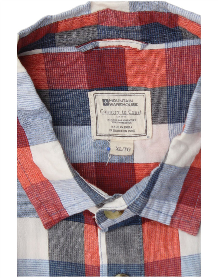 MOUNTAIN WAREHOUSE Mens Short Sleeve Shirt XL Red Check Cotton