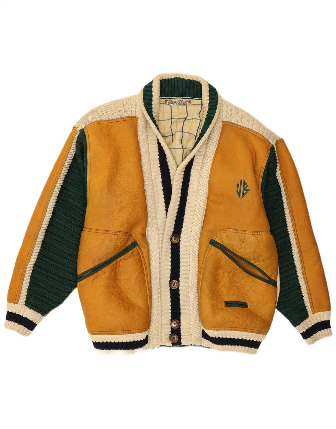 Umberto Bilancioni muška jakna UK 40 velika žuta koža u blokovima boja