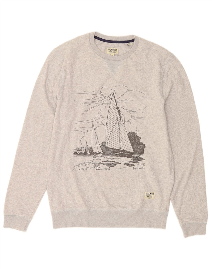 Jack Wills Muška majica s grafičkim motivima Mali sivi pamuk