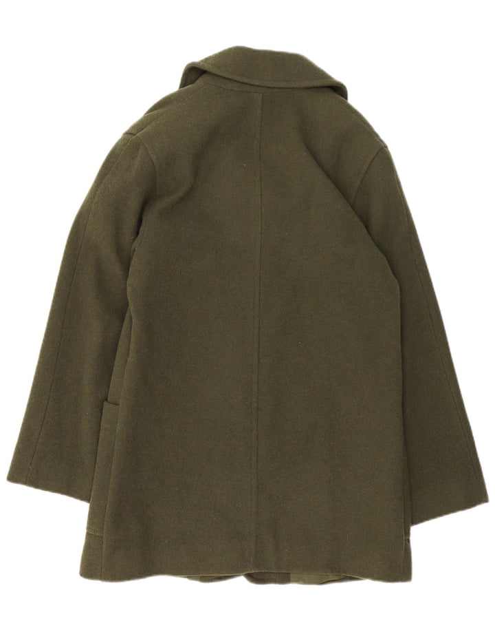 VINTAGE ženski preveliki kaput UK 10 Mala zelena vuna