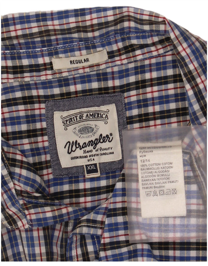Wrangler muška majica kratkih rukava standardnog kroja 2XL, plavi pamuk na karo