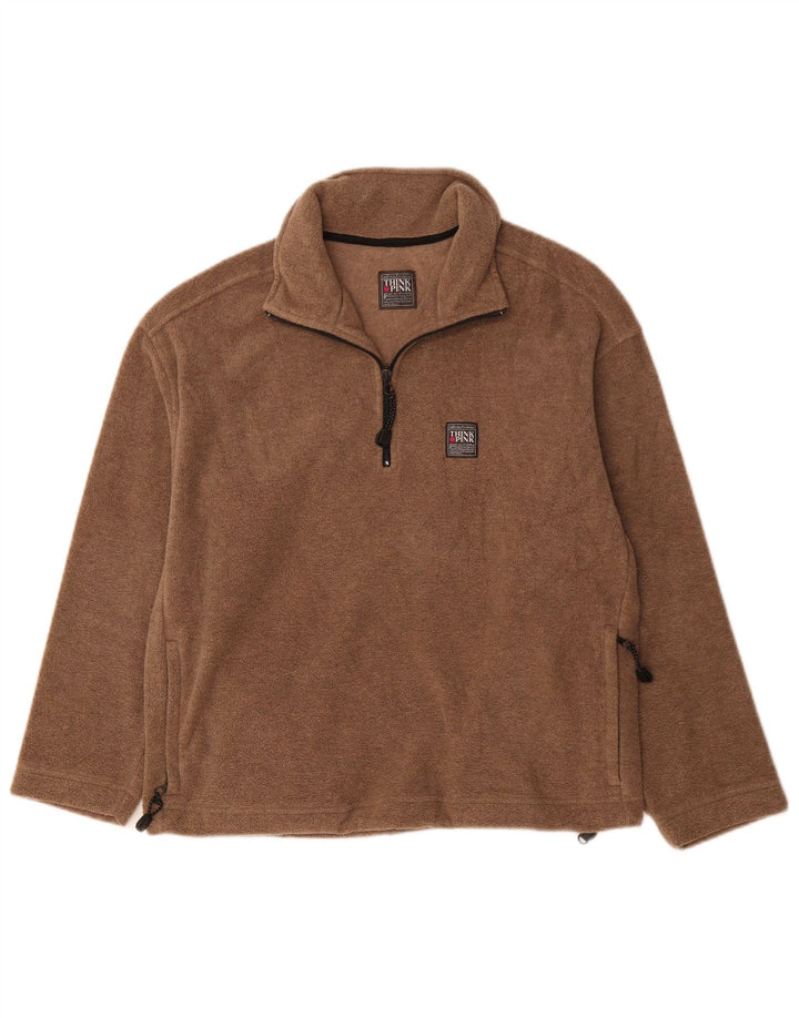 Think Pink ženski flis džemper s patentnim izrezom UK 14 srednje smeđi poliester