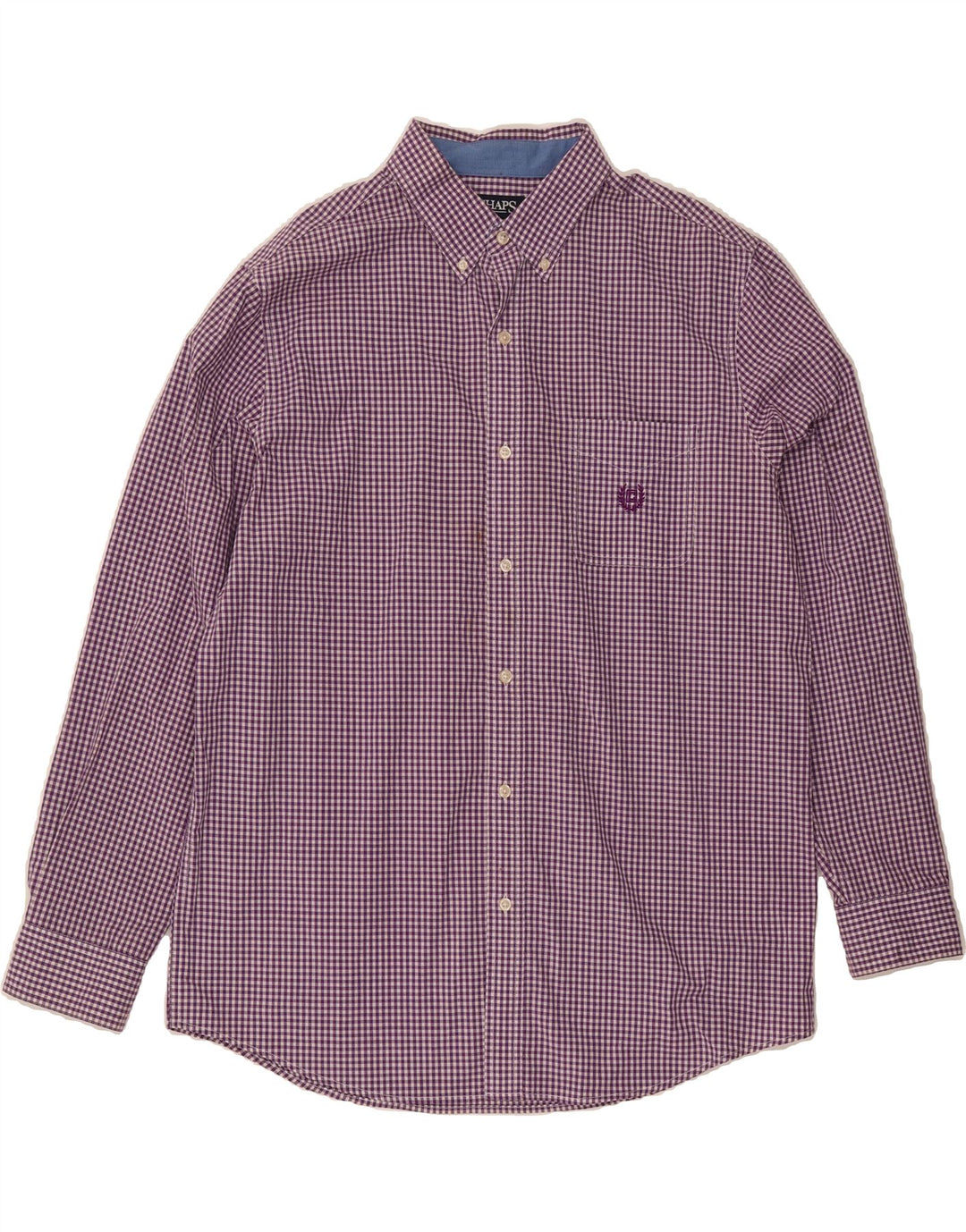 CHAPS Mens Shirt Large Purple Gingham Cotton Vintage Chaps and Second-Hand Chaps from Messina Hembry 
